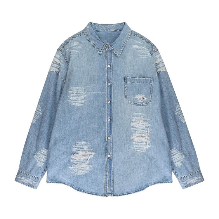 424 Distressed Denim Shirt 'Blue'