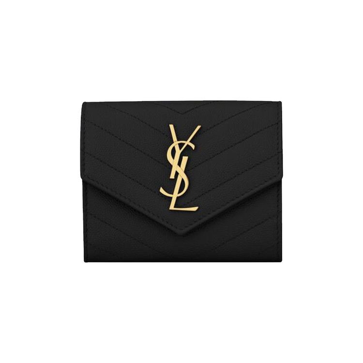 Saint Laurent Monogram Compact Tri Fold Wallet 'Noir'