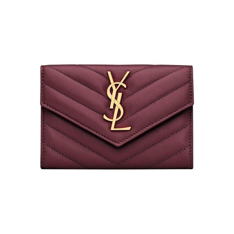 Saint Laurent Cassandre Wallet In Lambskin 'Hot Wine'