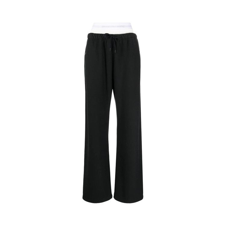 Alexander Wang Logo Elastic Exposed Brief Wide Leg Sweatpant 'Faded Black'