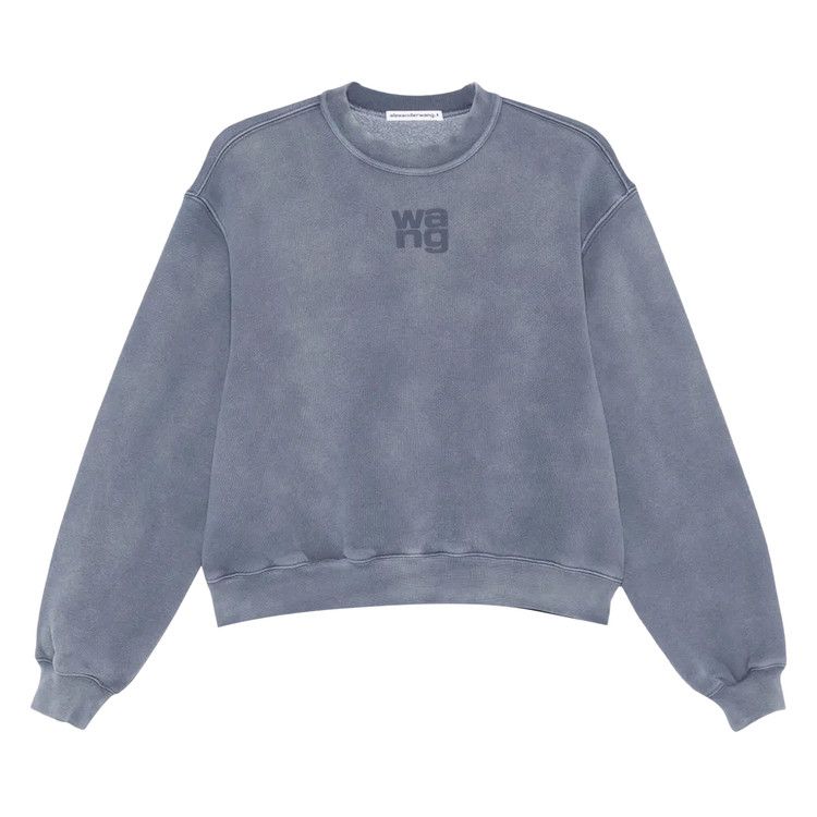 Alexander Wang Essential Terry Crew Puff Paint Logo Sweatshirt 'Washed Blue Ink'