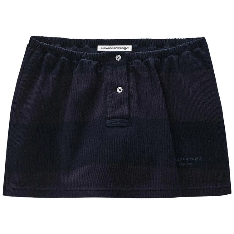 Alexander Wang Mini Deconstructed Polo Skort 'Black Overdyed Stripe'