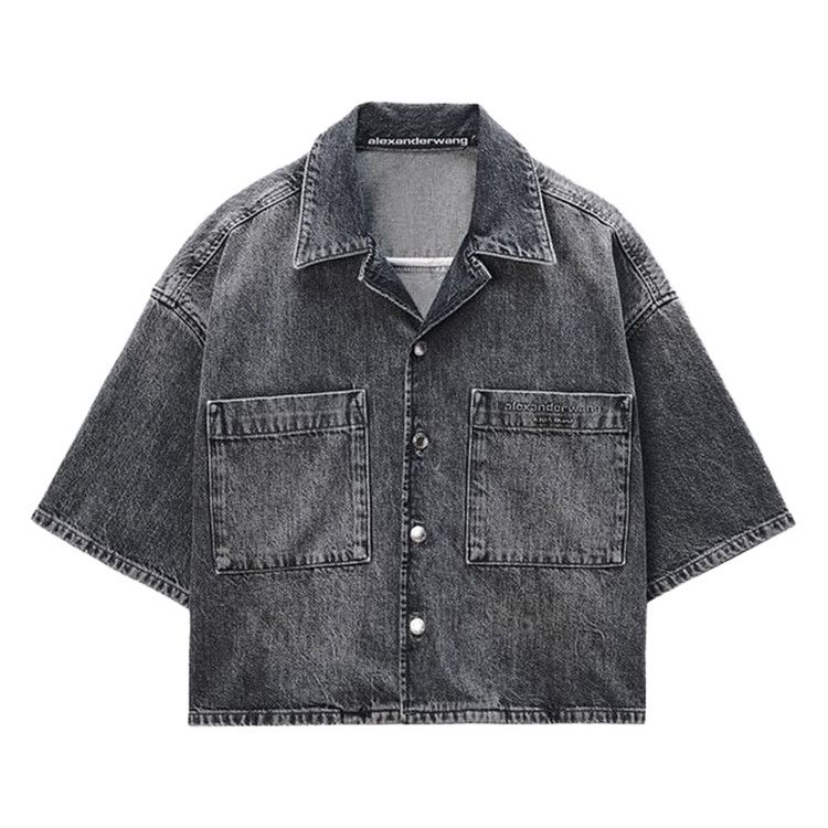 Alexander Wang Cropped Short-Sleeve Shirt 'Light Grey'