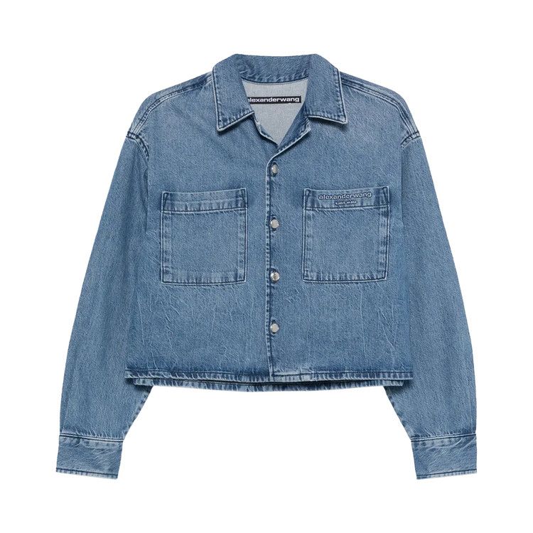 Alexander Wang Cropped Long-Sleeve Shirt 'Vintage Marbled Blue'