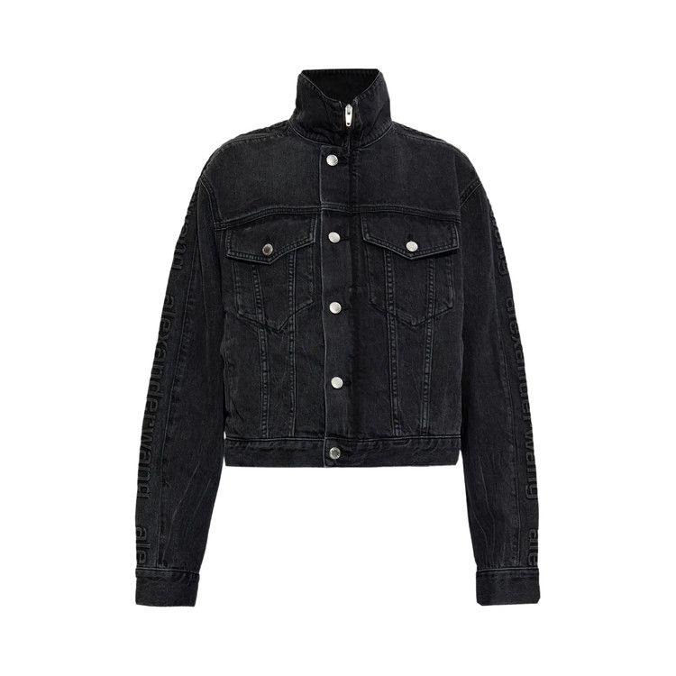 Alexander Wang Embossed Logo Panel Denim Track Jacket 'Grey Aged'