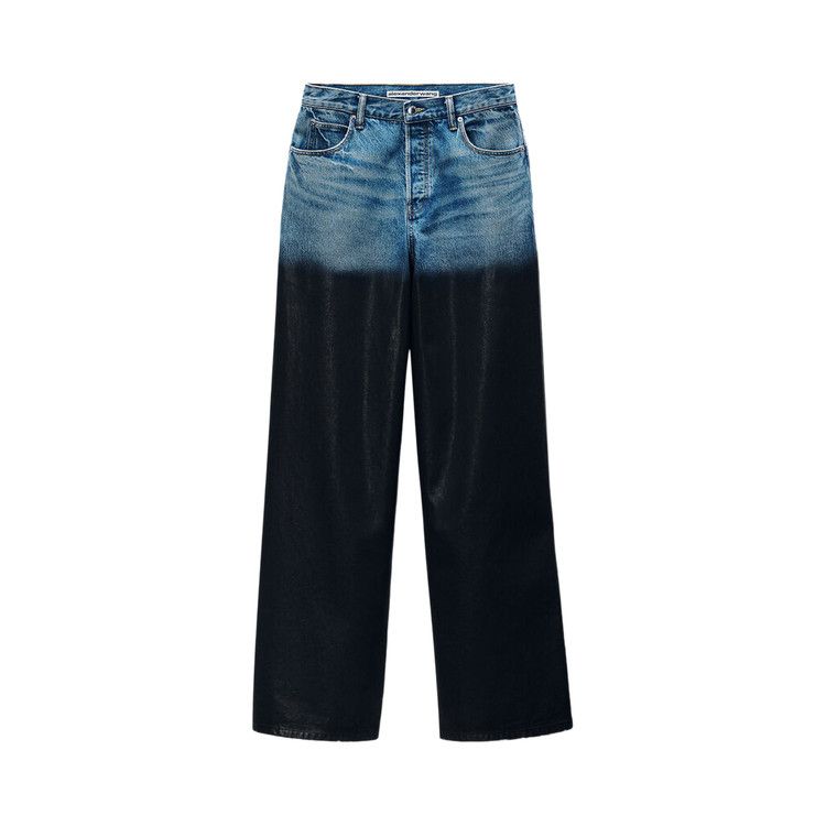 Alexander Wang Partial Coating Surge Low Rise Wide Leg Jean 'Vintage Marbled Blue'