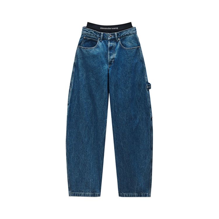 Alexander Wang Logo Elastic Prestyled Mid Rise Oversized Jean 'Deep Blue'