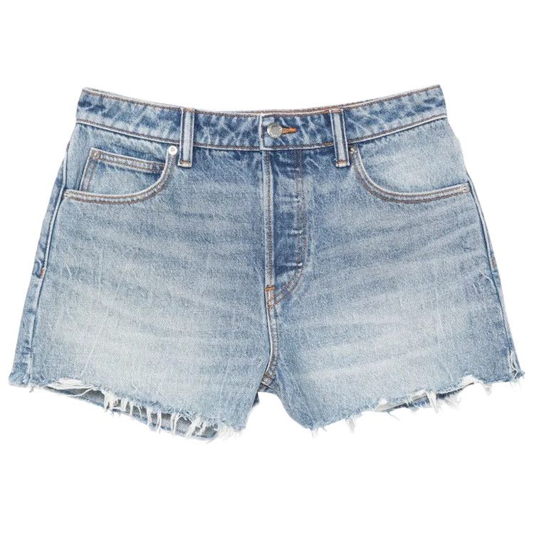 Alexander Wang Distressed Logo Back Pocket Bite Short 'Authentic Light Indigo'