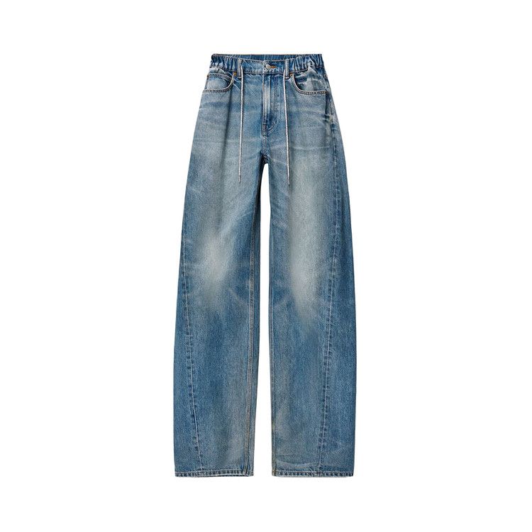 Alexander Wang Crystal Drawcord Balloon Jogger Jeans 'Tinted Medium Indigo'