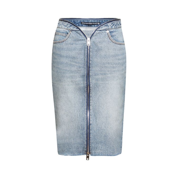 Alexander Wang Dipped V Zip Waistband Skirt 'Authentic Light Indigo'