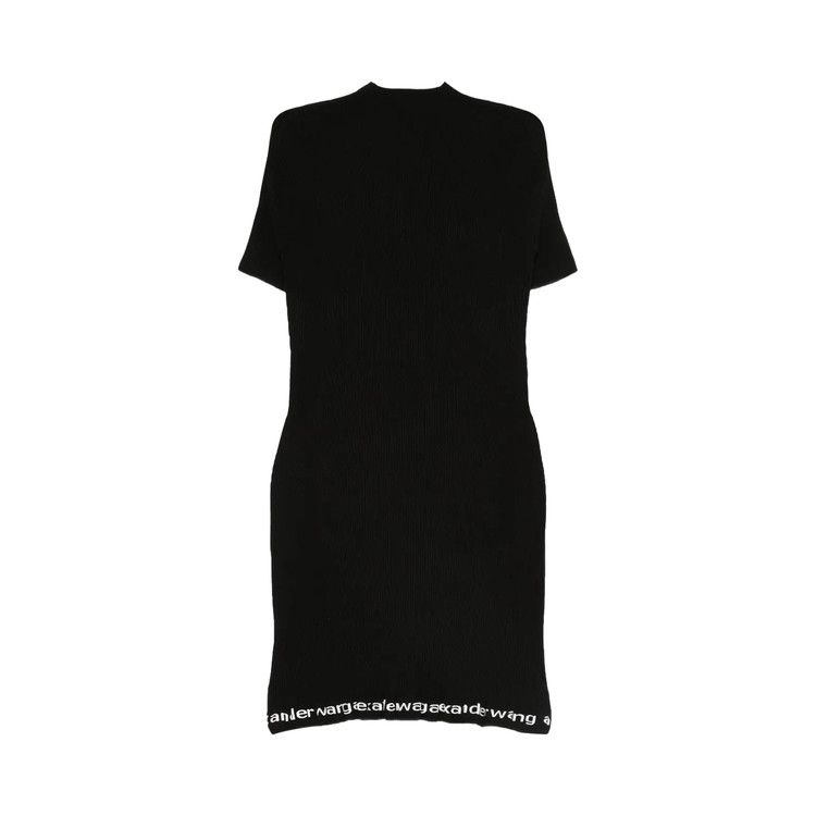 Alexander Wang Logo Ribbed Short-Sleeve Dress 'Black'