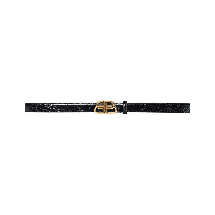 Balenciaga BB Embossed Croc Thin Belt 'Black'