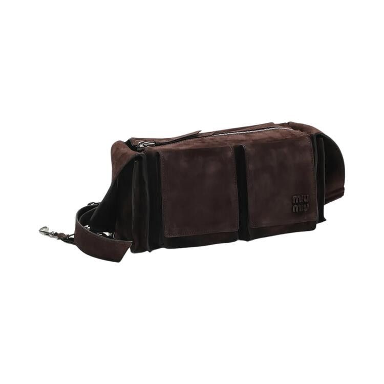 Miu Miu Utilitaire Suede Shoulder Bag 'Dark Brown'