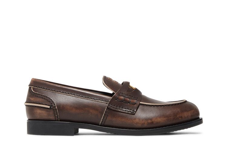 Miu Miu Wmns Vintage Effect Penny Loafer 'Ebony'