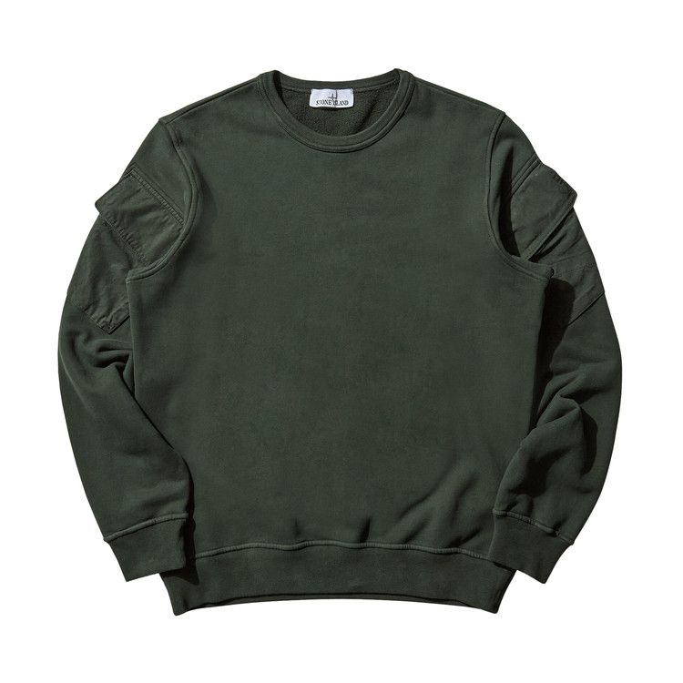 Stone Island Solid Color Arm Patch Sweatshirt 'Juniper'
