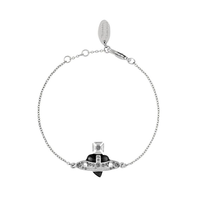 Vivienne Westwood New Diamante Heart Bracelet 'Crystal/Black'