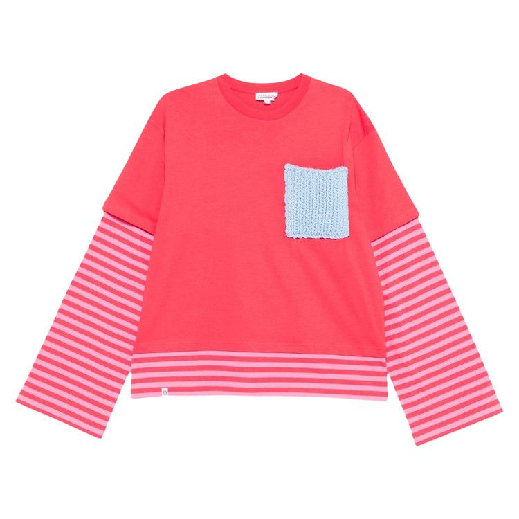 Charles Jeffrey Loverboy Long-Sleeve 2-In-1 Tee 'Coral Stripe'
