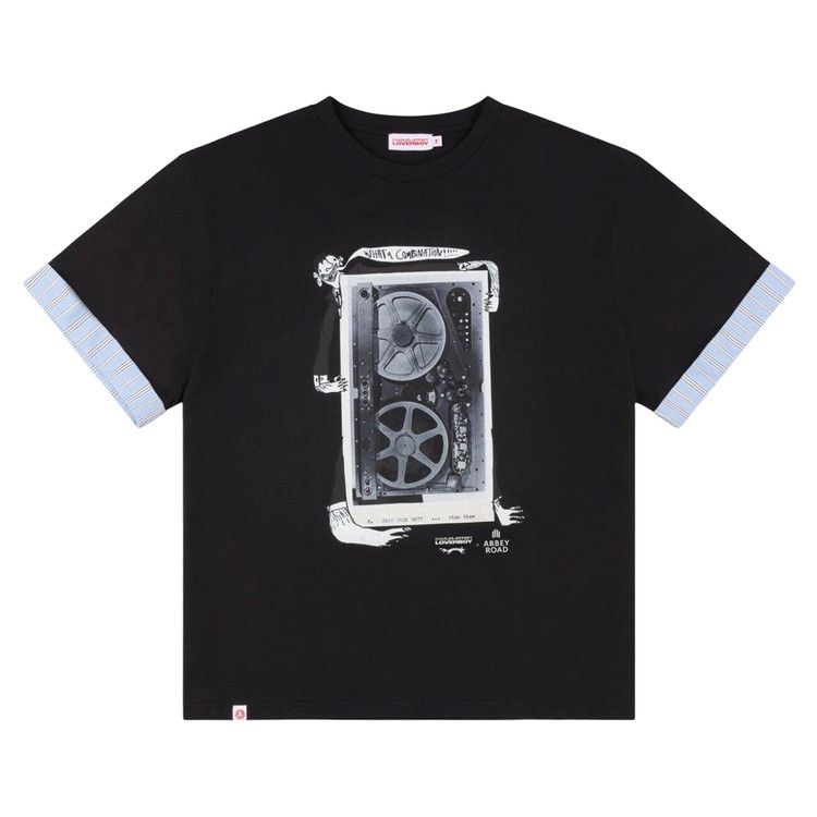 Charles Jeffrey Loverboy Abbey Road Turn Up Tee 'Black/Blue Stripe'