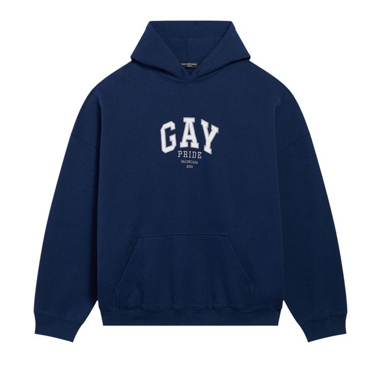 Balenciaga Pride Boxy Hoodie 'Navy/White/Grey'