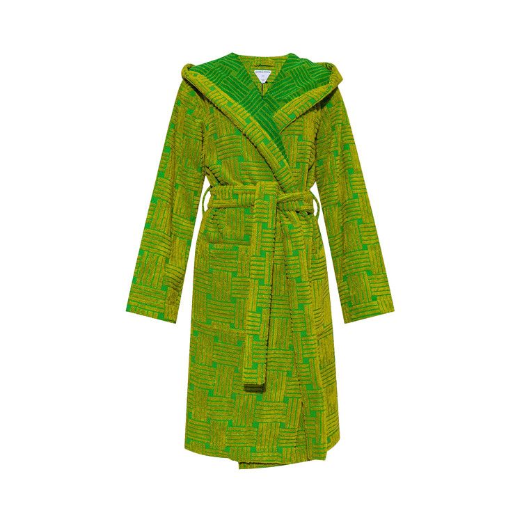Bottega Veneta Intreccio Jacquard Cotton Terry Bathrobe 'Parakeet/Kiwi'