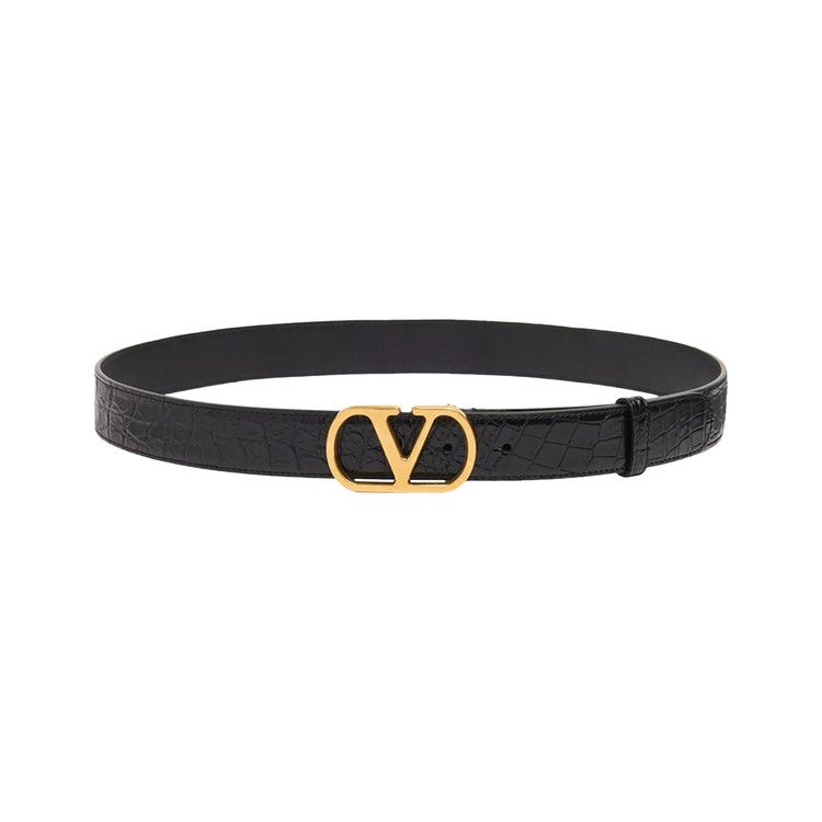 Valentino V Logo Signature Crocodile Belt 'Black'