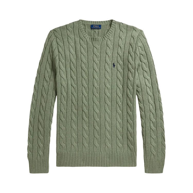 Polo Ralph Lauren Long-Sleeve Cable Knit Crewneck Sweater 'Fern Green Heather'