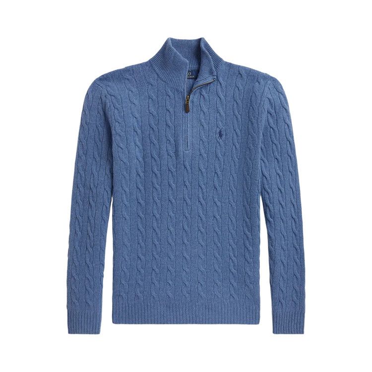 Polo Ralph Lauren Cable Knit 1/4 Zip Sweater 'Blue Borage Heather'