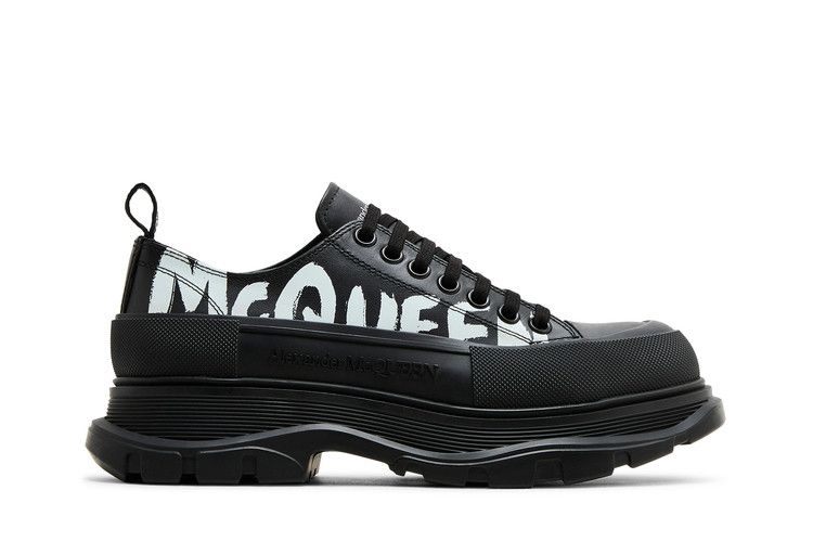 Alexander McQueen Tread Slick Lace-Up 'Graffiti Logo - Black White'