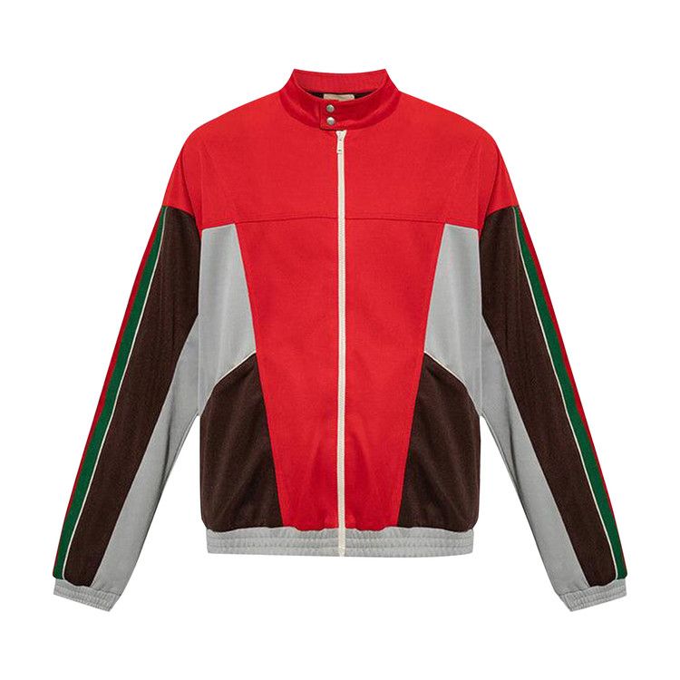 Gucci Color Block Zip Up Jacket 'Red/Green/Brown'