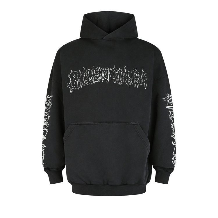 Balenciaga DIY Metal Logo Hoodie 'Faded Black/White'