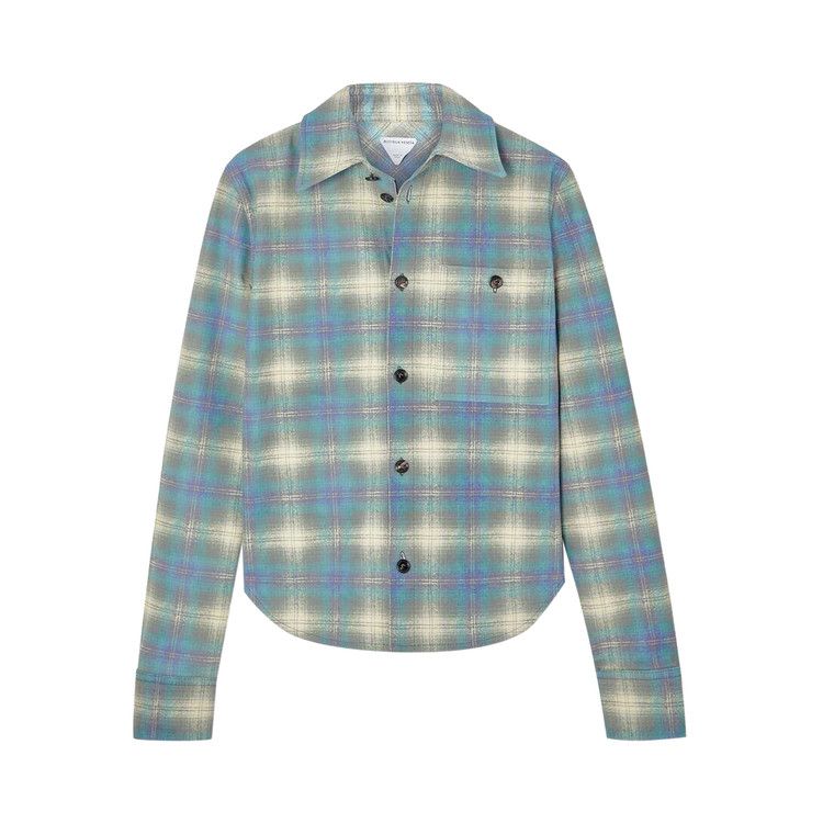 Bottega Veneta Leather Check Flannel Shirt 'Multicolor/Light Blue'