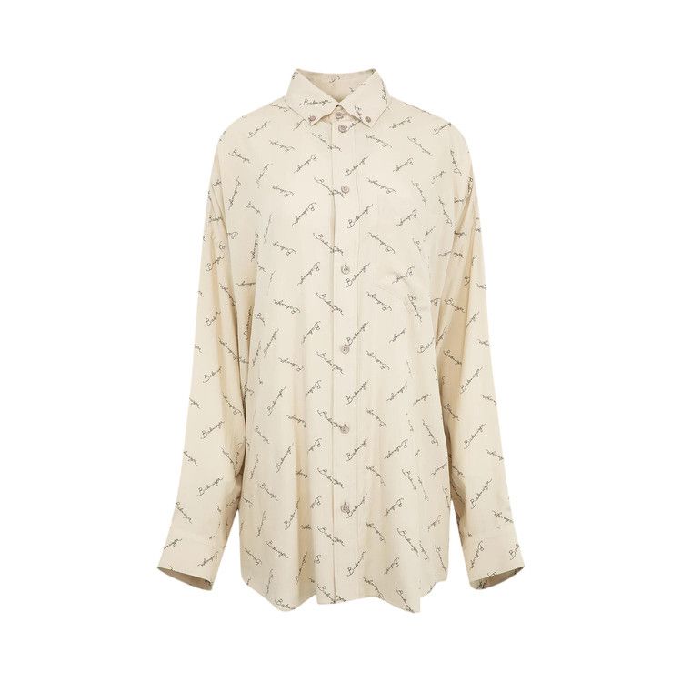 Balenciaga Long-Sleeve Cocoon Shirt 'Light Beige/Black'