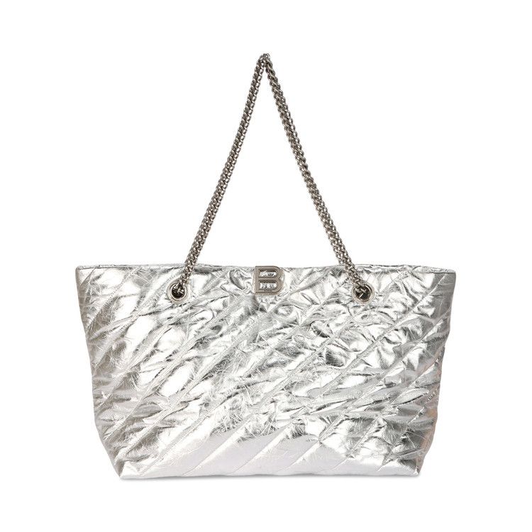 Balenciaga Medium Metallized Quilted Crush Carry All Tote Bag 'Silver'