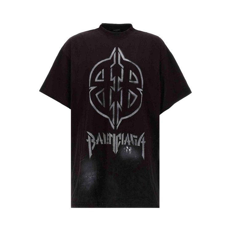 Balenciaga Oversized Metal Stencil T-Shirt 'Washed Black/White'