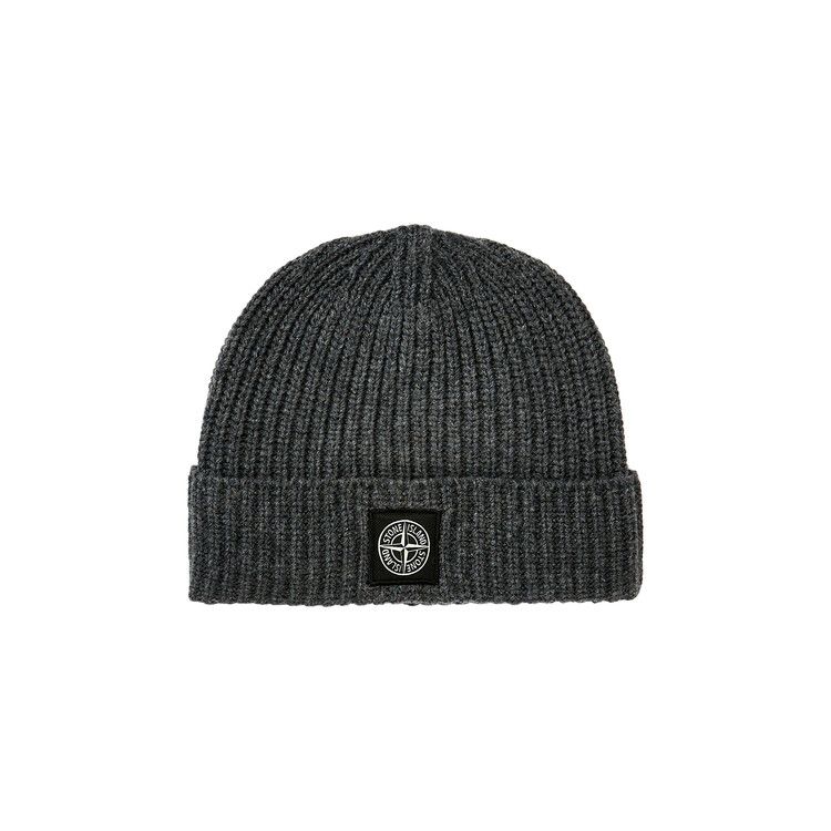 Stone Island Ribbed Beanie 'Melange Dark Grey'