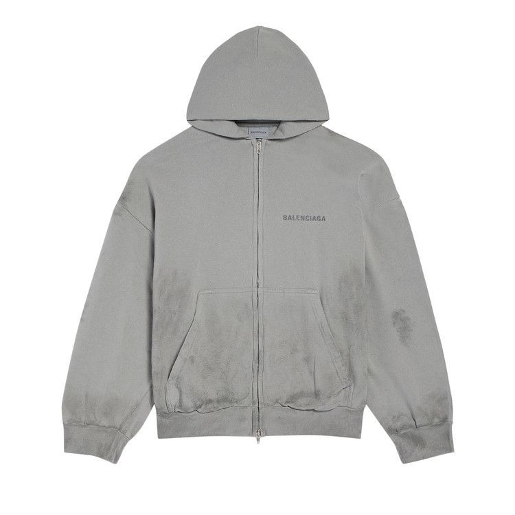Balenciaga Medium Fit Zip Up Hoodie 'Grey'
