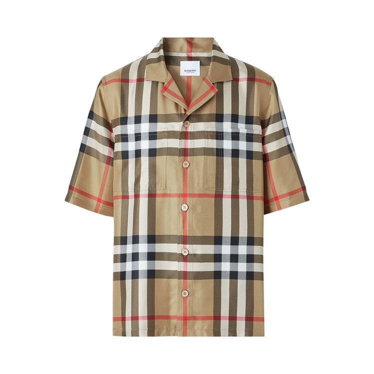 Burberry Short-Sleeve Check Silk Shirt 'Archive Beige'