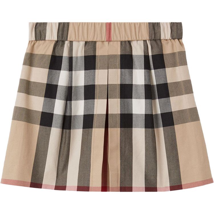 Burberry Kids Check Pleated Skirt 'Archive Beige'