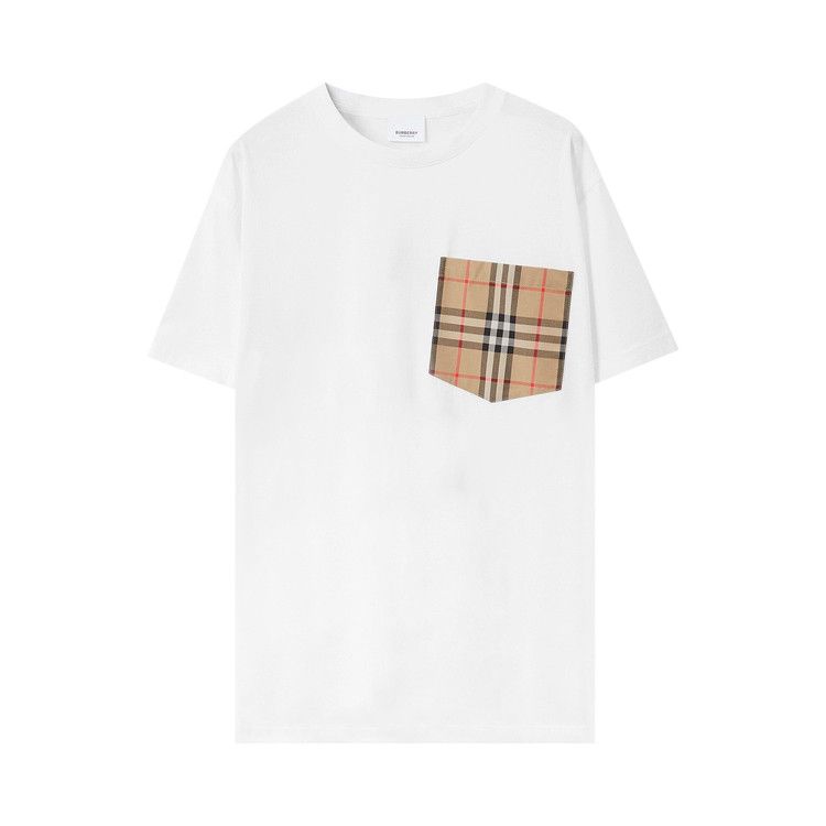 Burberry Check Print Pocket T-Shirt 'White'