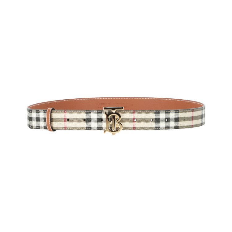 Burberry TB Vintage Check Leather Belt 'Vintage Check/Light Gold'