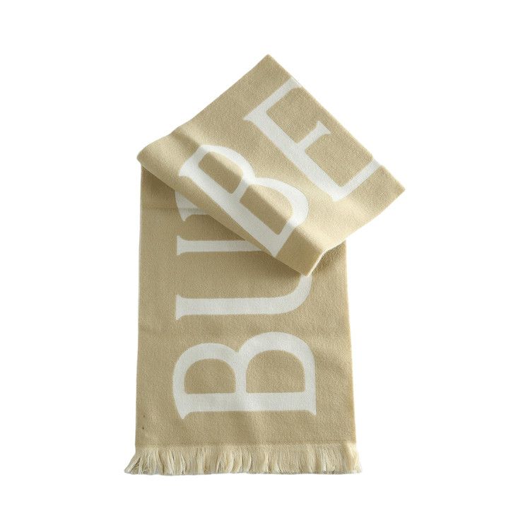 Burberry MU Text Logo Wool Scarf 'Sand'