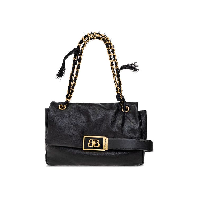 Balenciaga Modu Fringe Chain Leather Shoulder Bag 'Black'