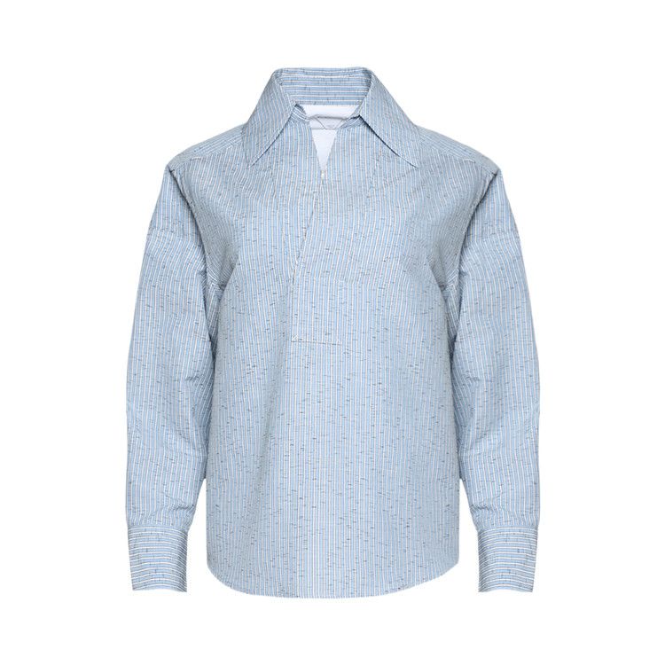 Bottega Veneta Irregular Cotton Linen Stripe Shirt 'Blue/White'