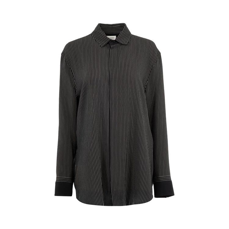 Saint Laurent Striped Button-Up Shirt 'Black/Craie'