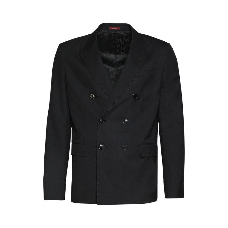 Gucci Plain Wool Double Breasted Jacket 'Black'