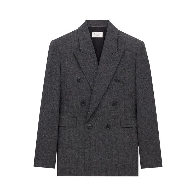 Saint Laurent Jacket In Wool 'Gris Chine'