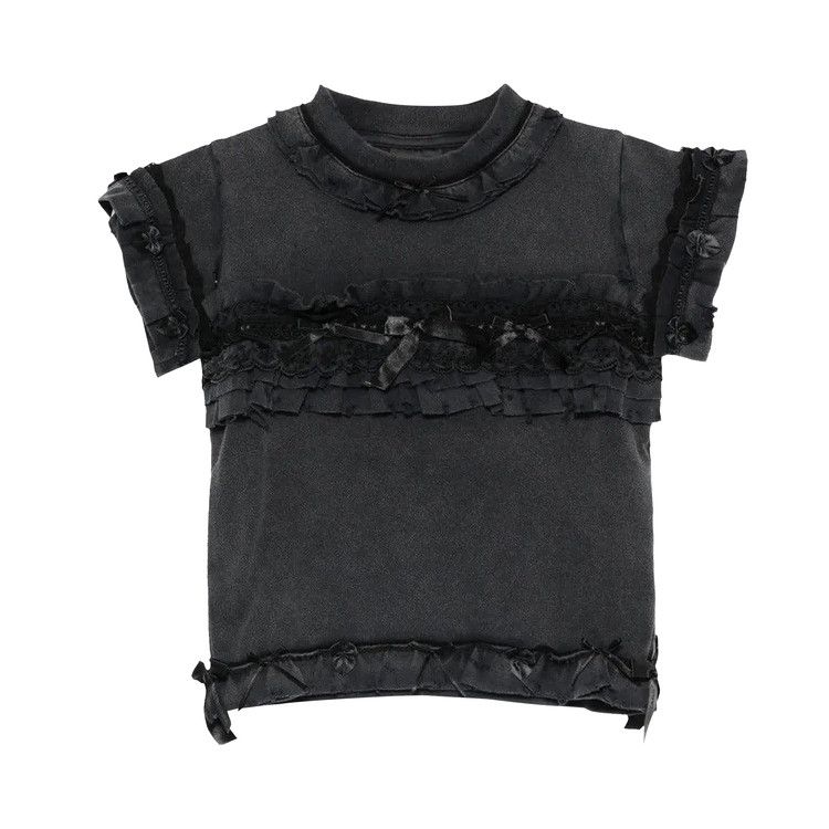 Balenciaga Ruffle Crew Neck T-Shirt 'Washed Black'
