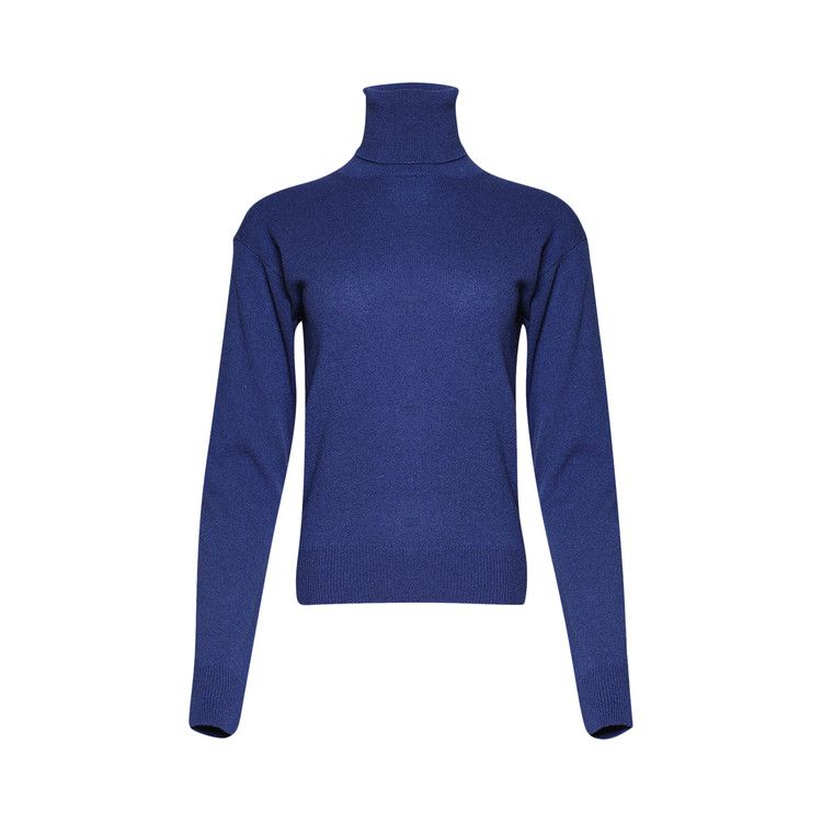 Saint Laurent Pull Col Roule 'Bleu Roi'