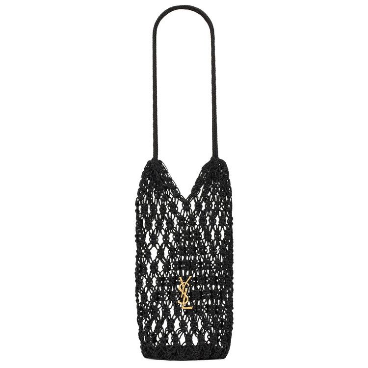 Saint Laurent Cassandre Large Tote In Crochet 'Nero'