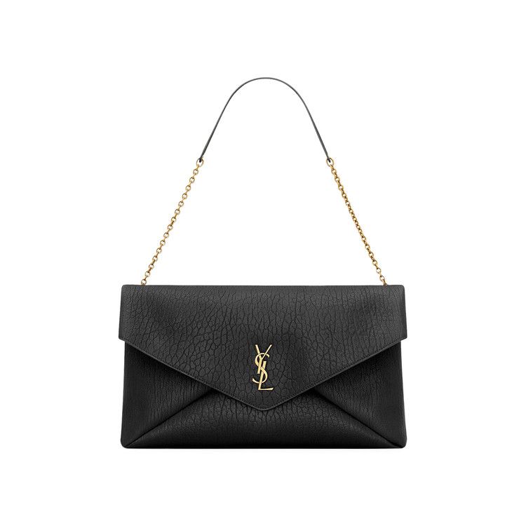 Saint Laurent Cassandre XXL Envelope Pouch On Chain In Lambskin 'Nero'